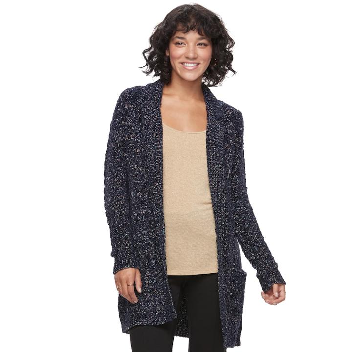Juniors' Candie's&reg; Chenille Long Cardigan, Teens, Size: Small, Blue Shine