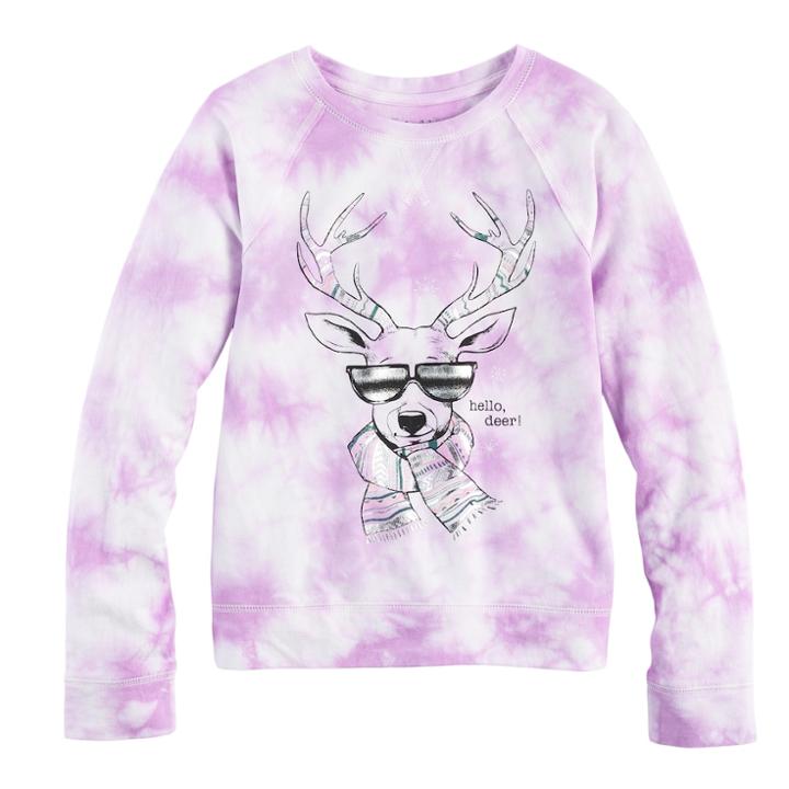 Girls 7-16 & Plus Size Mudd&reg; Graphic Pullover Sweatshirt, Size: 12 1/2, Brt Purple