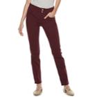 Women's Apt. 9&reg; Tummy Control Curvy Midrise Straight-leg Jeans, Size: 0 Short, Red
