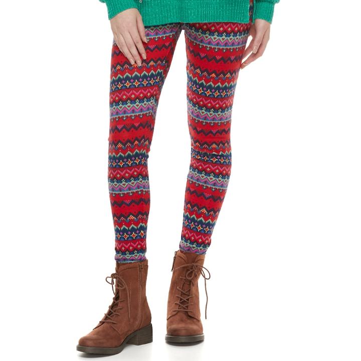 Juniors' So&reg; Holiday Leggings, Teens, Size: Medium, Brt Red