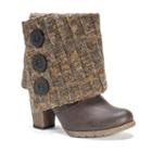 Muk Luks Chris Women's Sweater-cuff Ankle Boots, Girl's, Size: 7, Med Brown