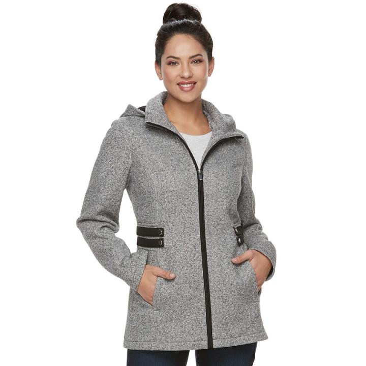 Women's D.e.t.a.i.l.s Hooded Fleece Midweight Jacket, Size: Small, Salt Pepper