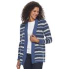 Women's Croft & Barrow&reg; Fairisle Open Front Cardigan, Size: Small, Med Blue