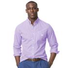 Men's Chaps Classic-fit Gingham Checked Easy-care Poplin Button-down Shirt, Size: Medium, Purple
