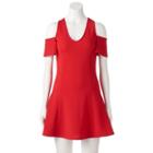 Juniors' Almost Famous Cold-shoulder Fit & Flare Dress, Girl's, Size: Medium, Light Red