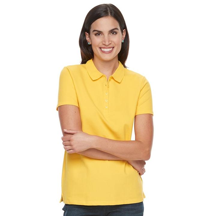 Croft & Barrow, Women's &reg; Classic Solid Polo, Size: Xxl, Gold