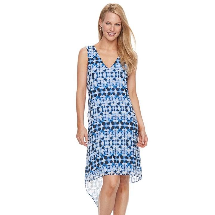Women's Dana Buchman Abstract Chiffon High-low Dress, Size: 2, Brt Blue