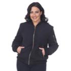 Plus Size White Mark Bomber Jacket, Women's, Size: 3xl, Black