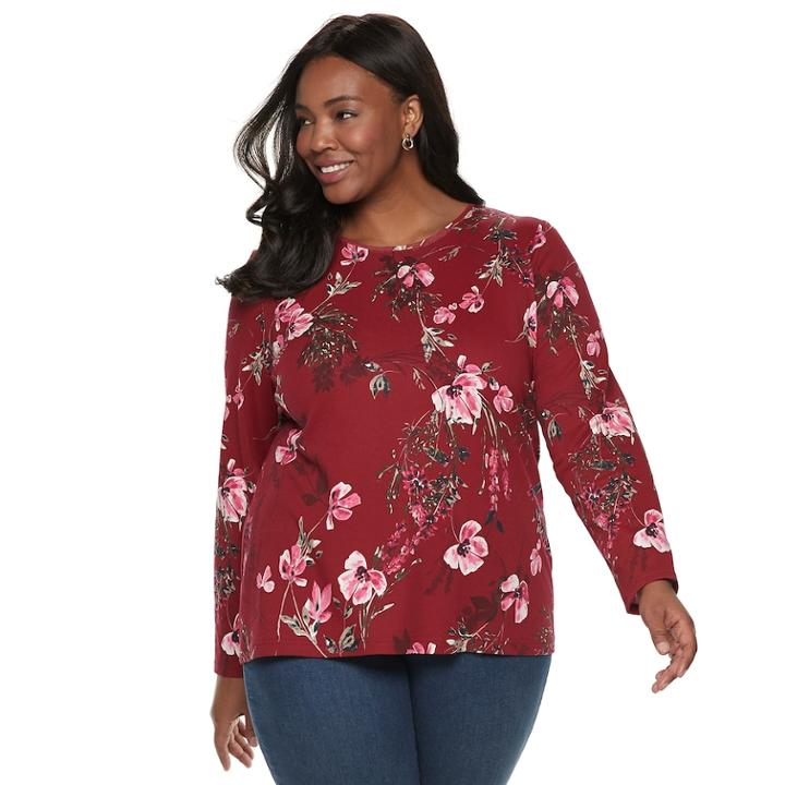 Plus Size Croft & Barrow&reg; Classic Crewneck Tee, Women's, Size: 2xl, Med Red