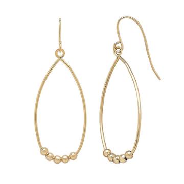 Everlasting Gold 10k Gold Beaded Teardrop Earrings, Women's