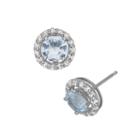 Lab-created Aquamarine And Lab-created White Sapphire Sterling Silver Halo Stud Earrings, Women's, Blue