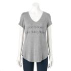 Women's Apt. 9&reg; V-neck Graphic Tee, Size: Medium, Dark Grey