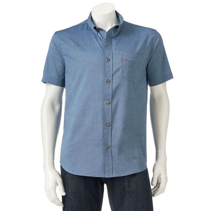 Men's Levi's&reg; Solid Button-down Shirt, Size: Large, Med Blue
