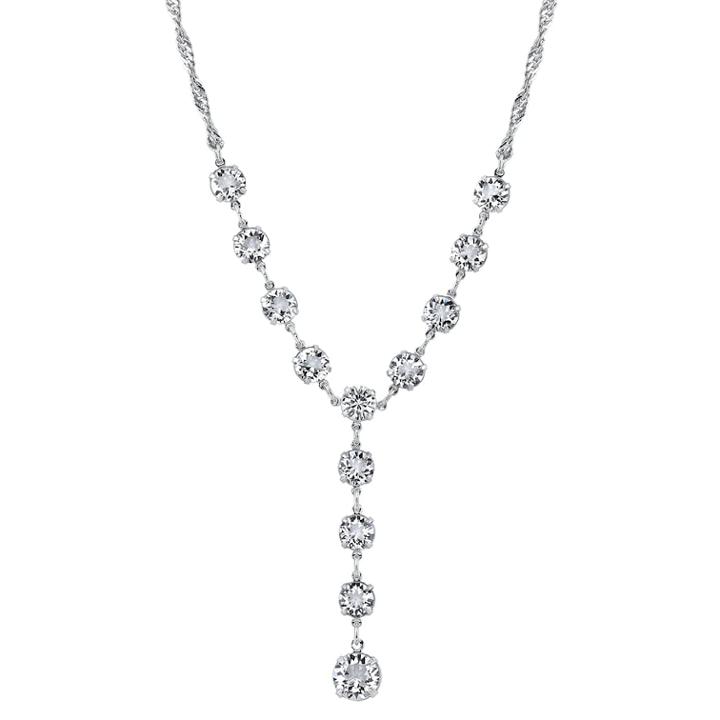 1928 Crystal Silver-tone Graduated Y Necklace, Women's, Size: 16, Grey