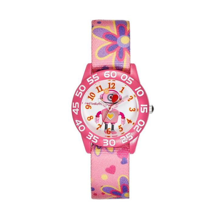 Red Balloon Girls' Robot Time Teacher Watch, Pink