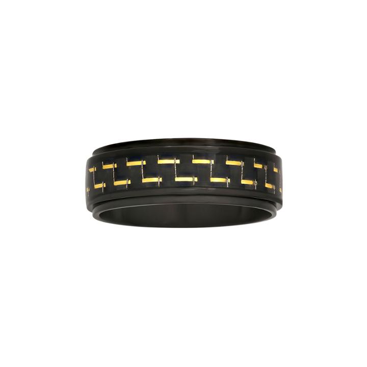 Men's Stainless Steel Carbon Fiber Ring, Size: 9.50, Multicolor