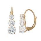Cubic Zirconia 10k Gold Journey Drop Earrings, Women's, White