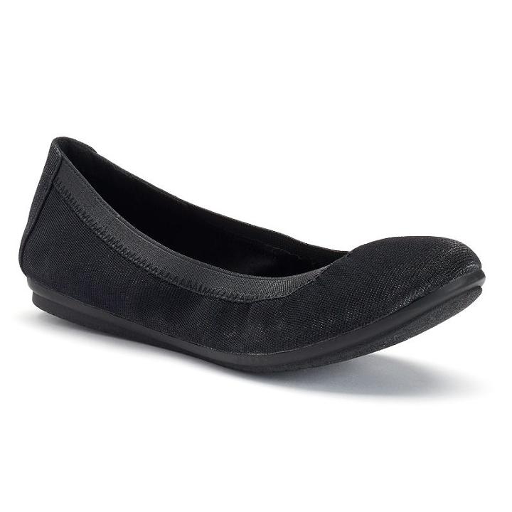 Andrew Geller Women's Shimmering Ballet Flats, Size: Medium (7), Black