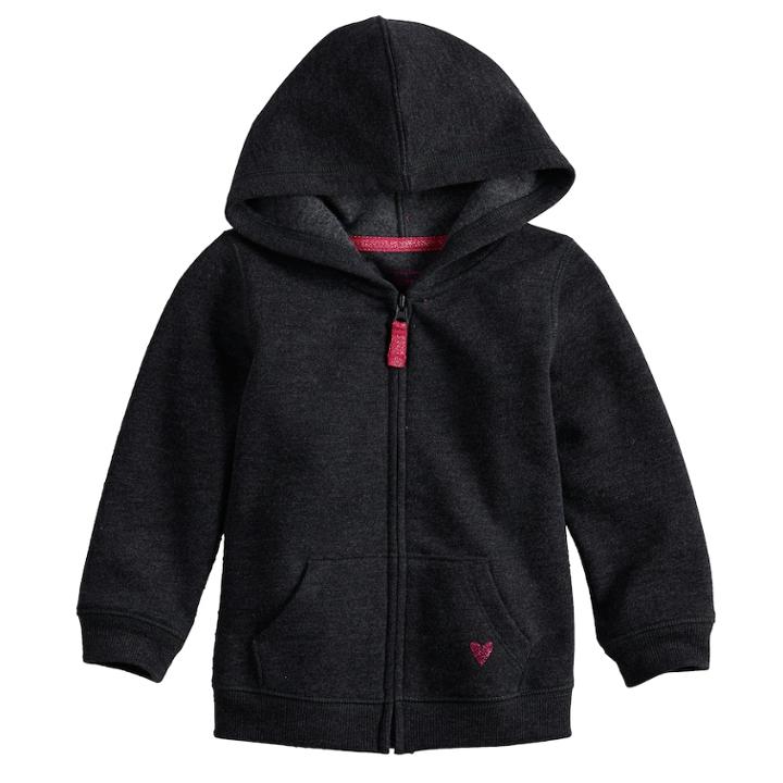 Baby Girl Jumping Beans&reg; Fleece Zip Hoodie, Size: 24 Months, Black