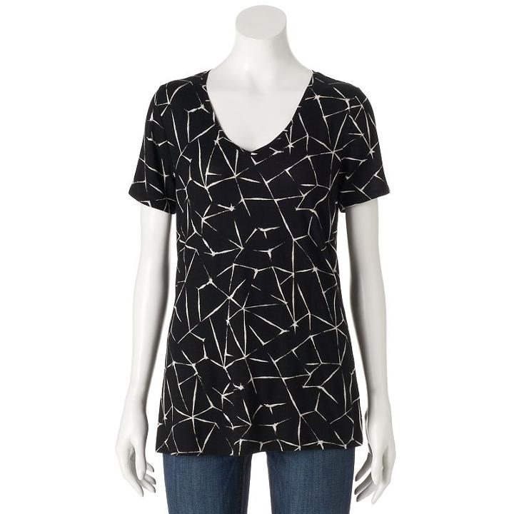 Women's Apt. 9&reg; Essential V-neck Tee, Size: Xs, Black