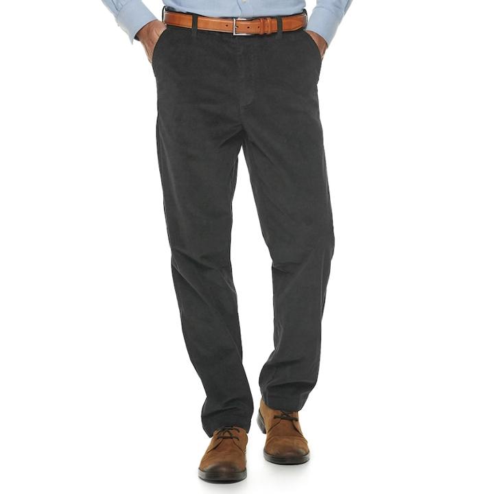 Men's Croft & Barrow&reg; Classic-fit Easy-care Stretch Flat Front Corduroy Pants, Size: 38x29, Med Grey