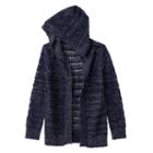 Girls 7-16 Blush & Bloom Hooded Open-knit Cardigan, Girl's, Size: Small, Blue (navy)