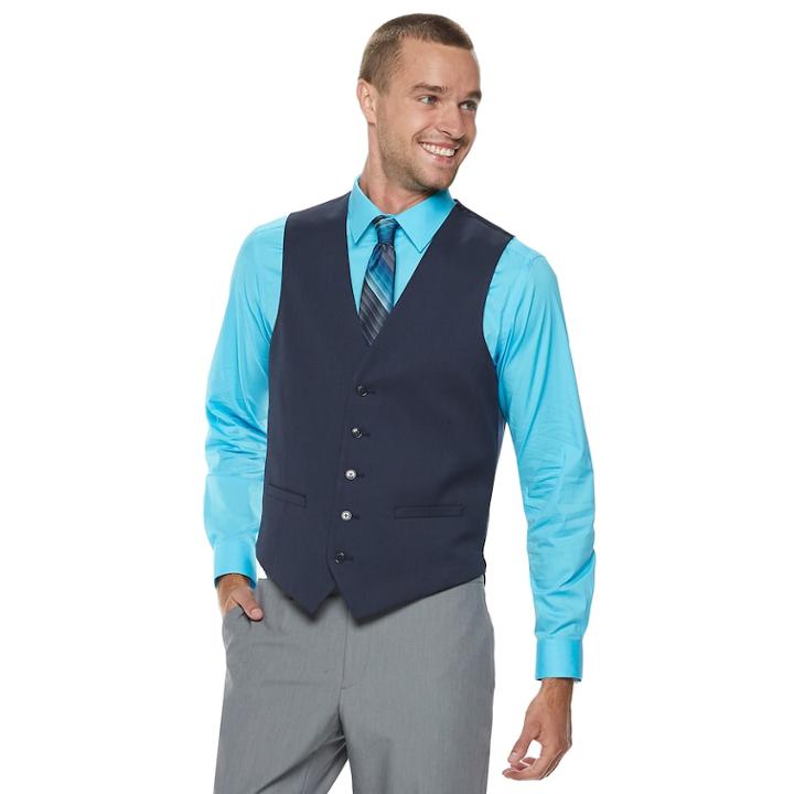 Men's Apt. 9&reg; Premier Flex Slim-fit Suit Vest, Size: Medium, Blue (navy)
