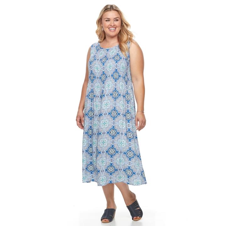 Plus Size Croft & Barrow&reg; Smocked Challis Dress, Women's, Size: 1xl, Dark Blue