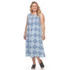 Plus Size Croft & Barrow&reg; Smocked Challis Dress, Women's, Size: 1xl, Dark Blue