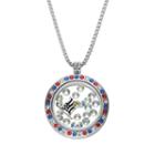 Blue La Rue Crystal Stainless Steel 1-in. Round American Flag Charm Locket - Made With Swarovski Crystals, Women's, Size: 18, Grey
