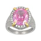 Siri Usa By Tjm 14k Gold Over Silver And Sterling Silver Pink And White Cubic Zirconia Oval Frame Ring, Women's, Size: 7