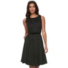 Women's Elle&trade; Polka-dot Fit & Flare Dress, Size: Large, Black