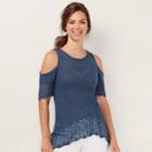 Women's Lc Lauren Conrad Crochet Cold-shoulder Sweater, Size: Xs, Drk Purple