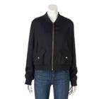 Plus Size Jennifer Lopez Embroidered Bomber Jacket, Women's, Size: 0x, Black