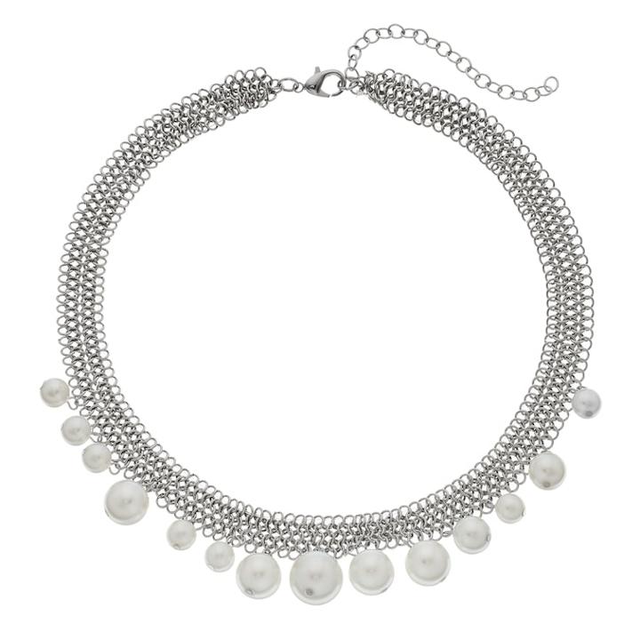 Simply Vera Vera Wang Simulated Pearl Chain Mesh Necklace, Women's, White