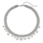 Simply Vera Vera Wang Simulated Pearl Chain Mesh Necklace, Women's, White