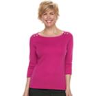 Women's Croft & Barrow&reg; Button-shoulder Boatneck Top, Size: Large, Med Pink