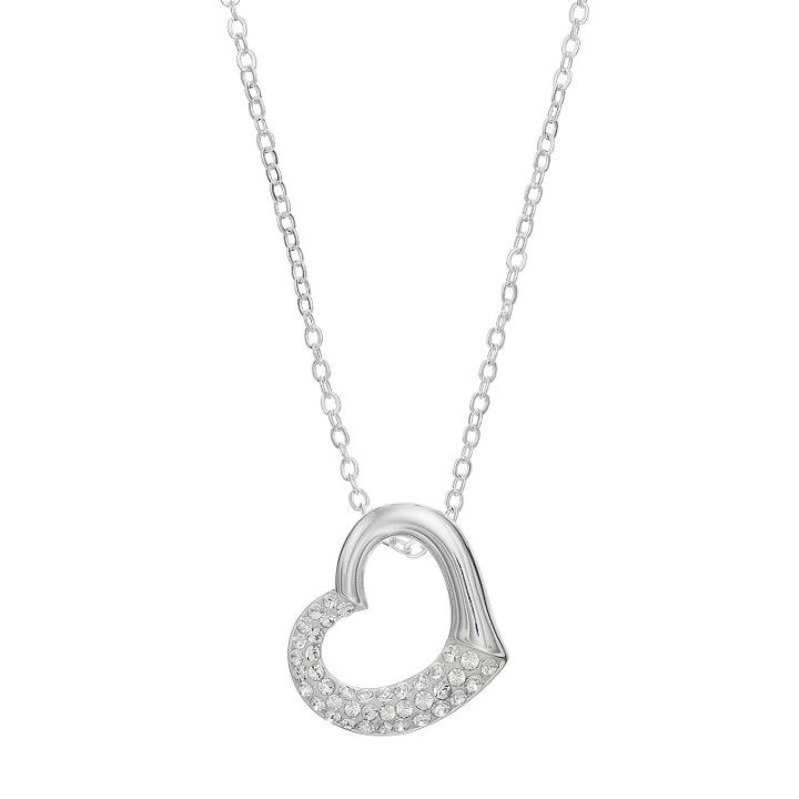 Silver Expressions By Larocks Crystal Daughter Heart Pendant Necklace, Women's, Grey