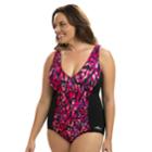 Plus Size Dolfin Aquashape Tummy Slimmer One-piece Swimsuit, Women's, Size: 20, Red
