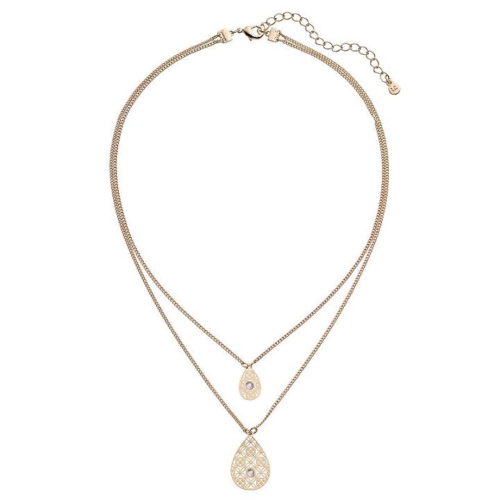 Lc Lauren Conrad Filigree Teardrop Layered Necklace, Women's, Gold