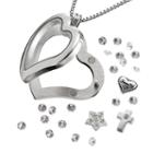 Blue La Rue Crystal Stainless Steel 1.2-in. Heart Family Charm Locket - Made With Swarovski Crystals, Women's, Size: 24, White