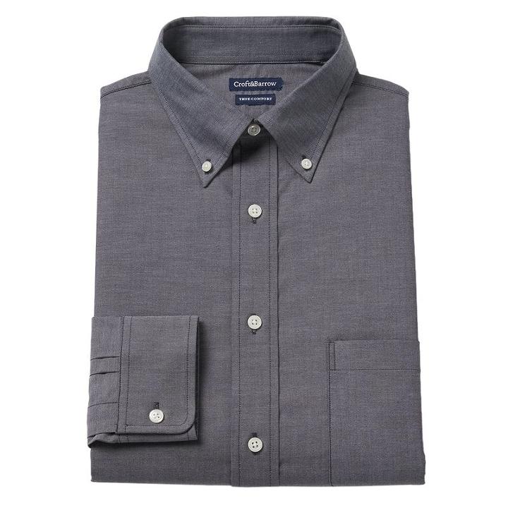 Men's Croft & Barrow&reg; Easy-care True Comfort Regular-fit Stretch Dress Shirt, Size: 14.5-32/33, Black
