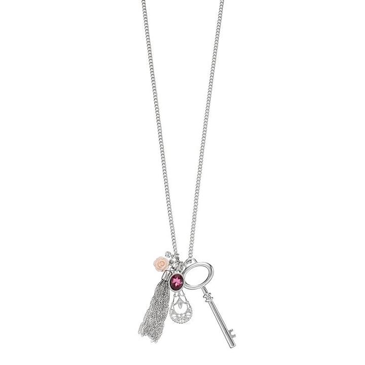 Mudd&reg; Rosette, Skeleton Key & Tassel Charm Necklace, Women's, Silver