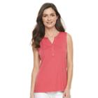 Women's Croft & Barrow&reg; Peasant Henley Tank, Size: Xxl, Brt Red