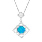 Lab-created Blue Opal & Cubic Zirconia Sterling Silver Openwork Pendant Necklace, Women's, Size: 18
