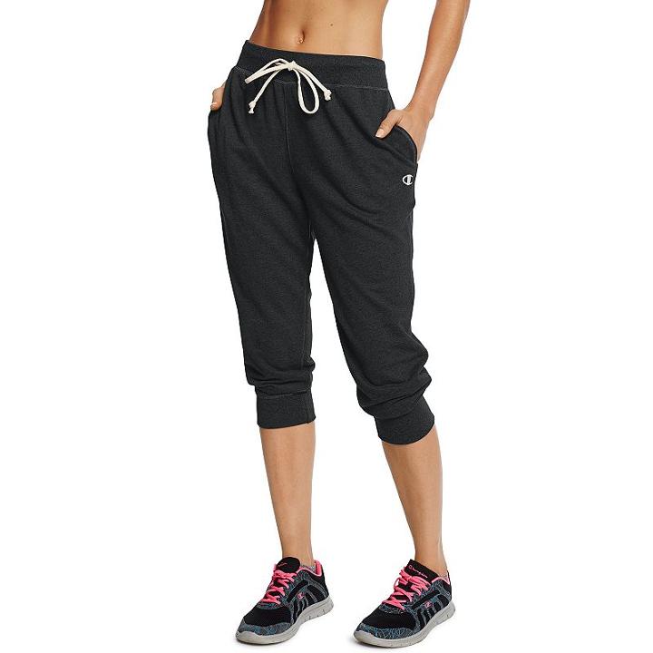 Women's Champion French Terry Jogger Capris, Size: Large, Black