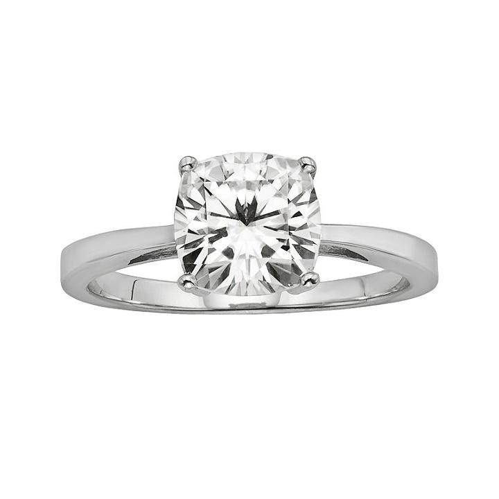 Forever Brilliant Cushion-cut Lab-created Moissanite Engagement Ring In 14k White Gold (1 7/10 Ct. T.w.), Women's, Size: 9