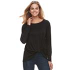 Women's Apt. 9&reg; Twist Front Tee, Size: Large, Black