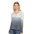 Women's Rock & Republic&reg; Dip-dyed Gauze Shirt, Size: Medium, Lt Beige