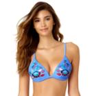 Juniors' California Sunshine Embroidered Triangle Bust Enhancer Bikini Top, Women's, Size: Xl, Light Blue